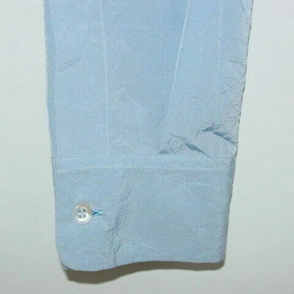 New MICHAEL KORS Blue Cotton Crushed Techno Button Shirt Top 4 - Picture 3 of 4